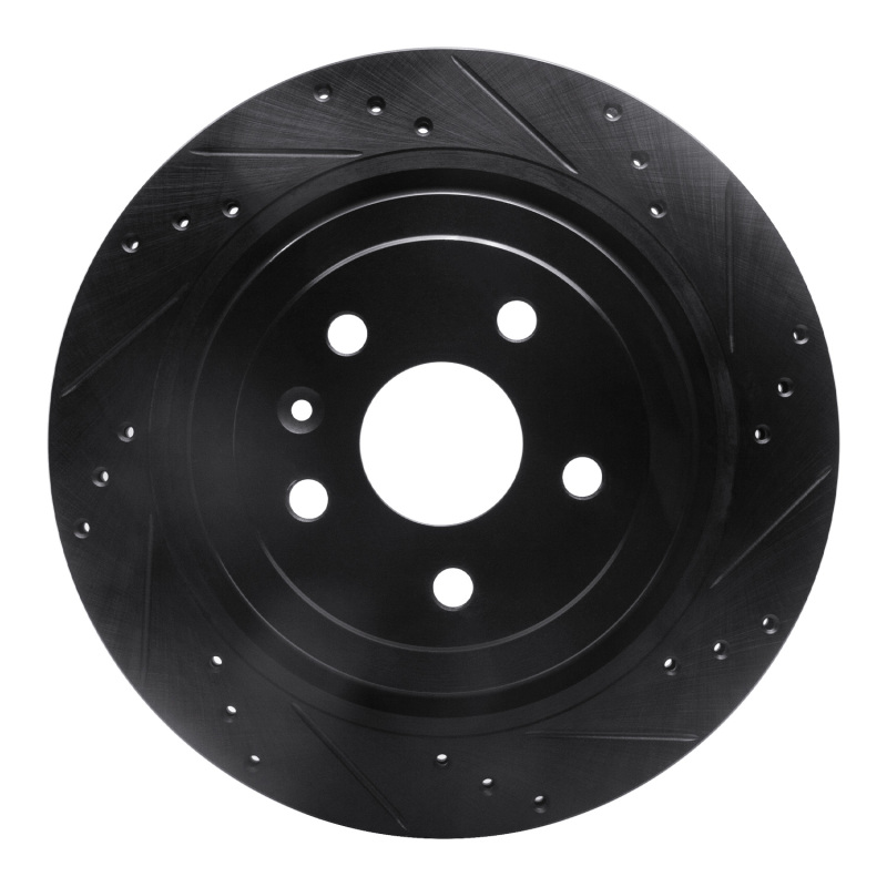 Cadillac CTS Brake Rotor (1) - Rear Right - R1 Concepts - Drilled & Slotted - Black - `08-`14